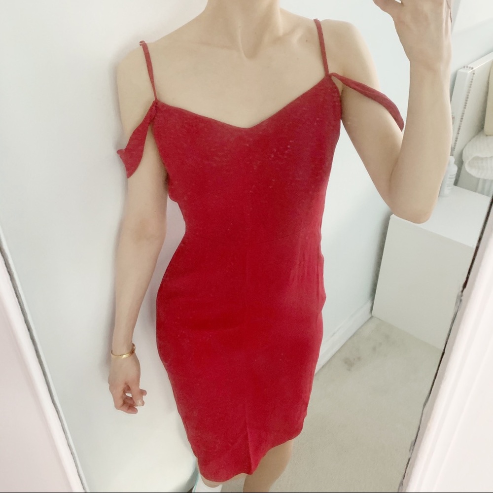 REFORMATION red double strap shoulder dress 6